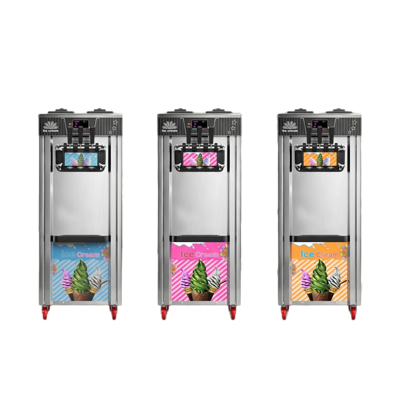 Commercial ice cream Rinsing machine with intelligent touch screen three-head soft ice cream, cross-camera export exclusive, CE certified factory direct sales Item Picture
