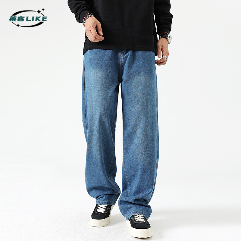 American retro jeans for men, loose and casual quick-drying pants for men, men's trousers for men details Picture