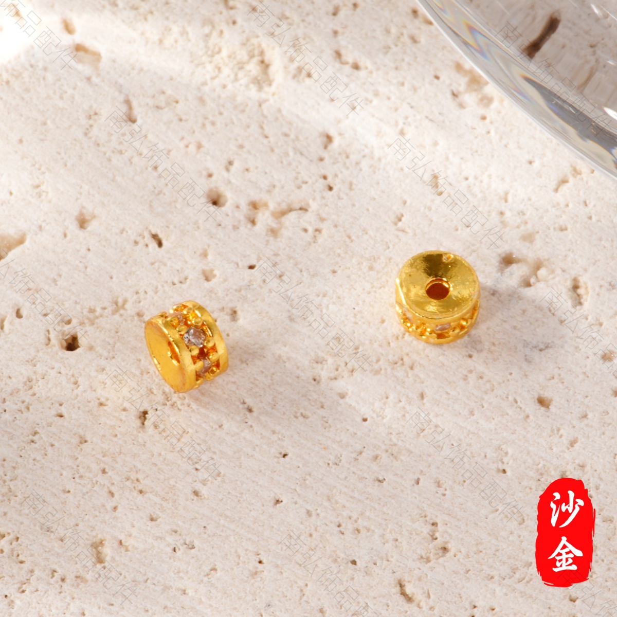 New ancient-style sand gold high color retention set with zirconium ring beads, high-end Chinese-style bracelet and necklace DIY accessory Specification image