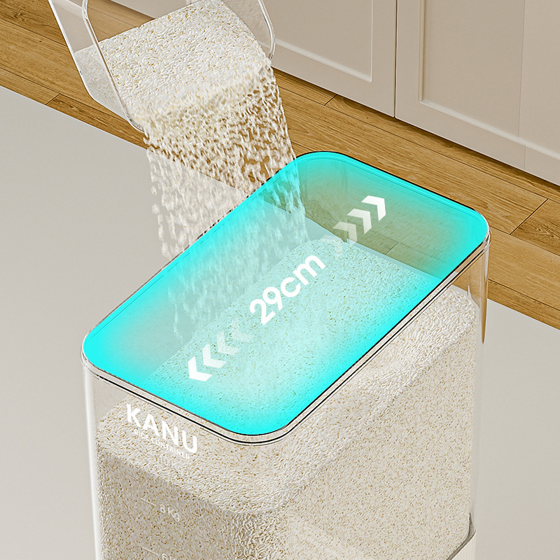 高端按压米桶防虫防潮密封家用食品级装米箱面粉储存容器杂粮米缸细节图