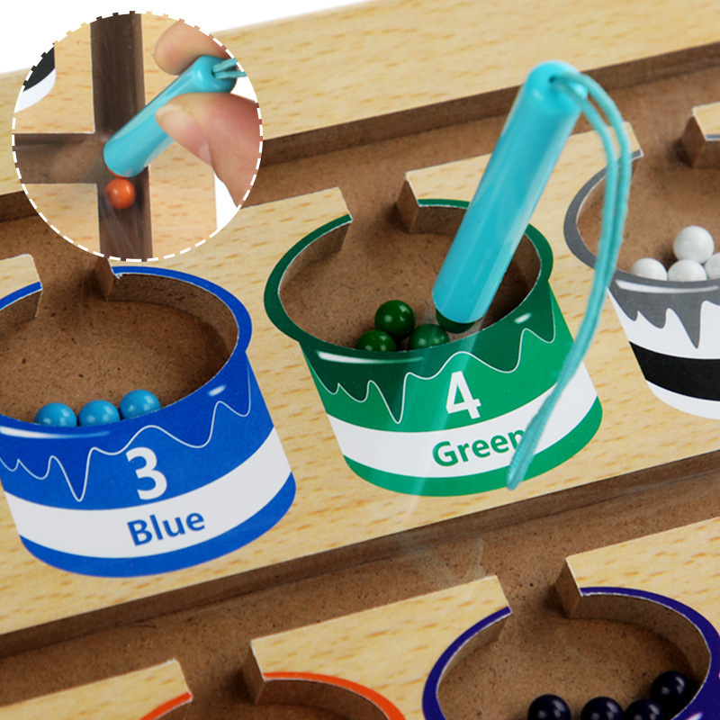 Cross-border children's toys, wooden color classification, magnetic rolling ball calculation displacement, baby intelligence and early education enlightenment toys Specification image