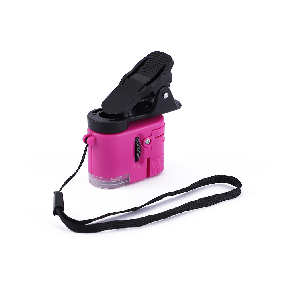 Children's mini microscope toys, scientific experiment portable mobile phone holder, LED ultraviolet lamp 60x cross-border wholesale Specification image