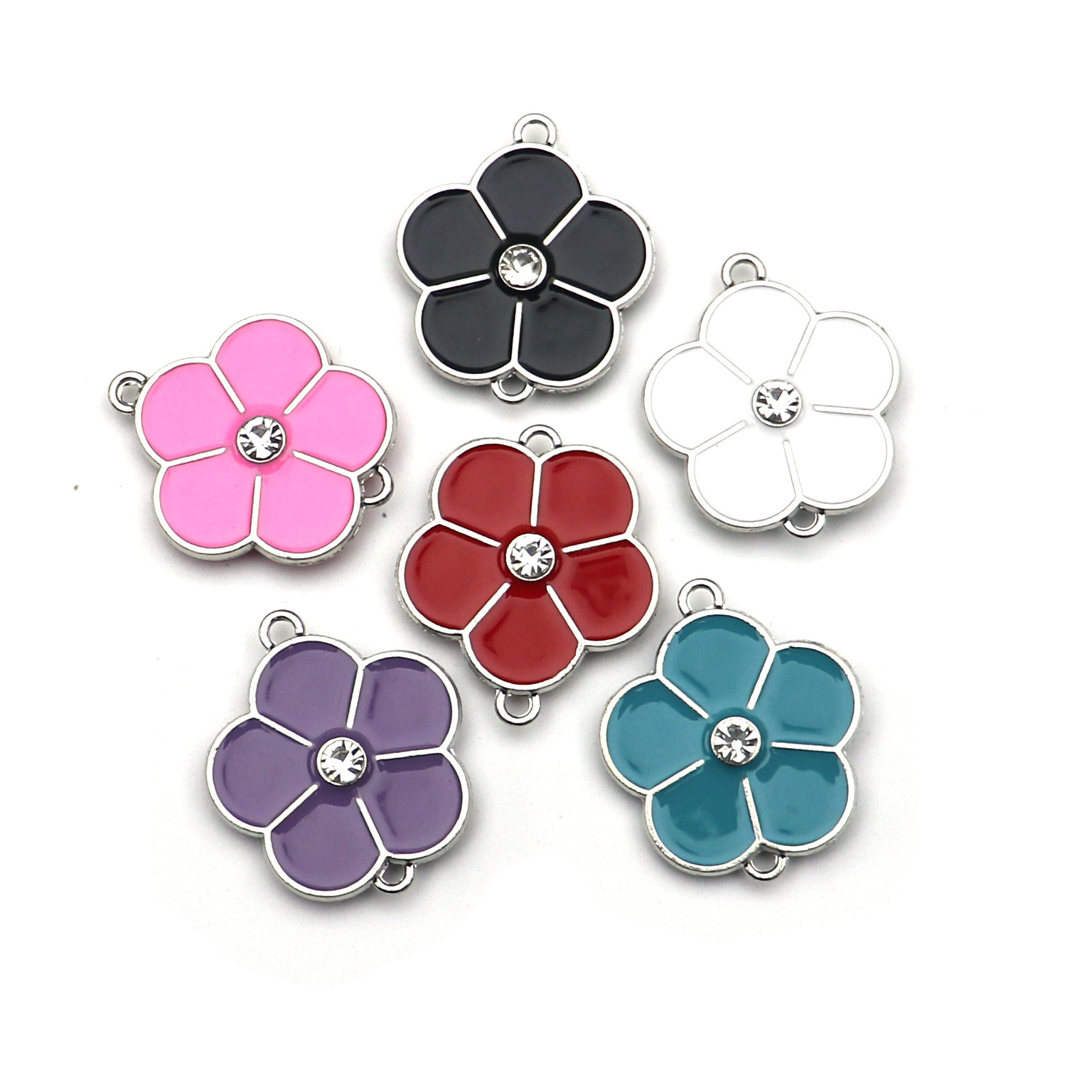 Four-leaf clover, five-leaf clover, plum blossom, double-sided oil-dripping jewelry accessories, hand-woven rope, mobile phone pendant, keychain accessories details Picture