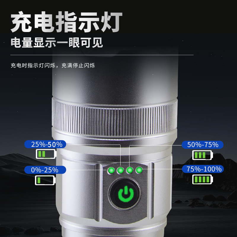 Cross-border high-intensity long-range zoom flashlight, white laser, outdoor patrol and exploration, multi-functional portable, high-power focusing Specification image