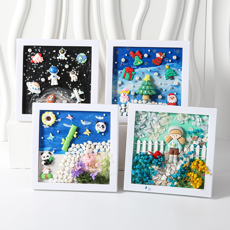 儿童卡通的diy手工奶油胶材料包相框摆件树脂女孩益智玩具礼品细节图