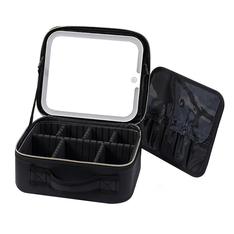 Cross-border makeup box with mirrors, simple and high-end makeup artist's makeup box, urban simple and convenient makeup box with mirrors and lights Item Picture