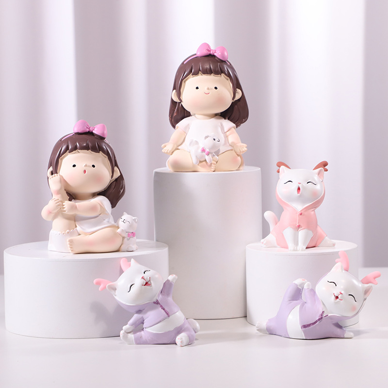 跨境新品家居好物生日礼物批发客厅桌面饰品瑜伽小萌妹公仔摆件细节图