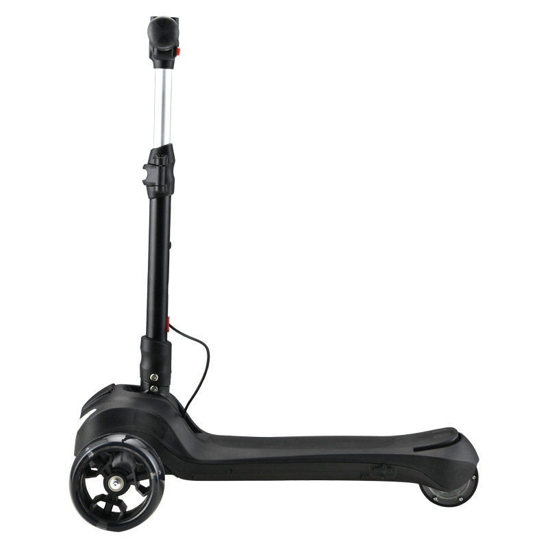 跨境儿童代步电动滑板车 4-6岁便携折叠三轮电动助力溜溜车批发白底实物图