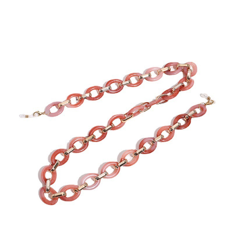 Fashionable acrylic necklace with two-color effect, UV gold electroplated neck chain, multiple colors to choose from, hot-selling spliced necklace, mask chain Item Picture