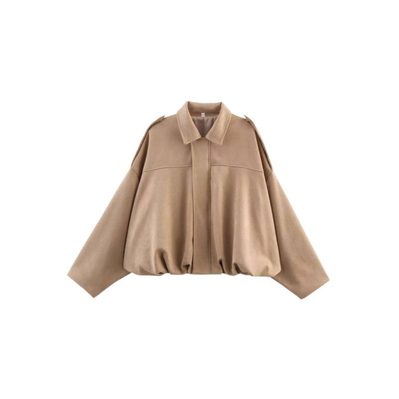 Amazon European and American Women's Clothing 2025 Spring and Autumn Suede textured lapel zipper button pilot jacket Item Picture
