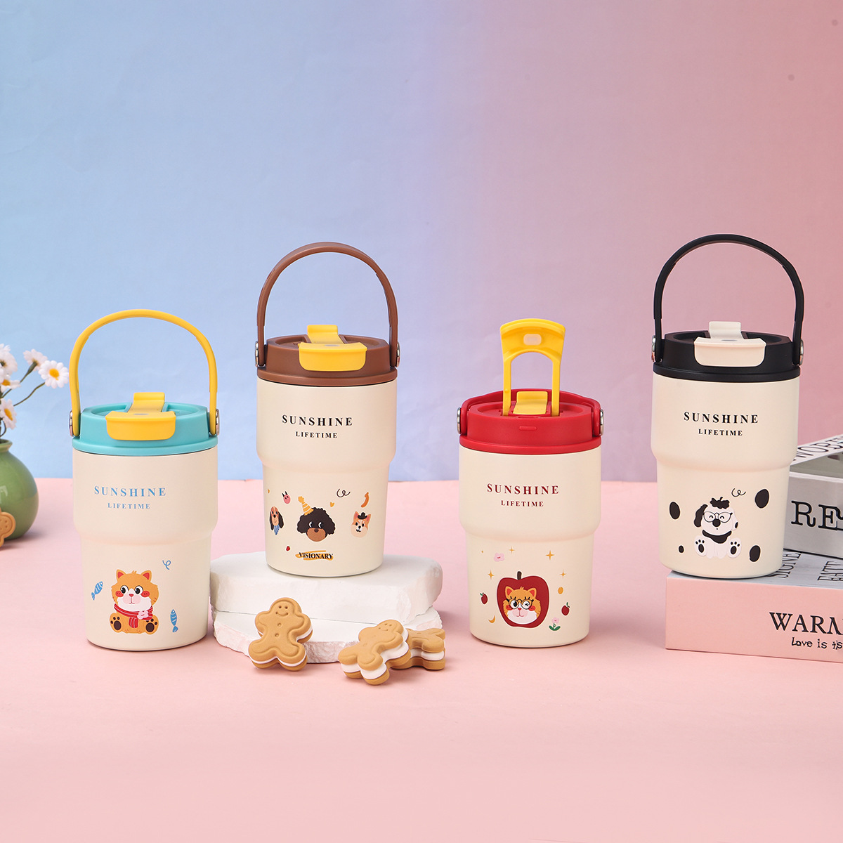 新款316不锈钢保温杯一盖双饮咖啡杯学生上学便携随行手提杯批发