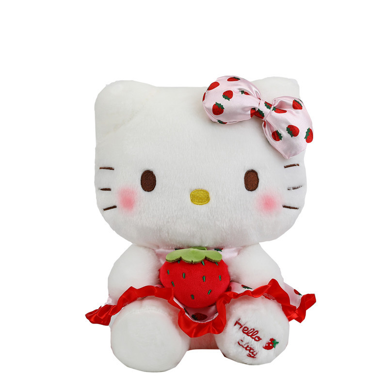 Wholesale of cute strawberry Hello Kitty dolls, plush toys, KT dolls, claw machine dolls, birthday gifts for girls Item Picture