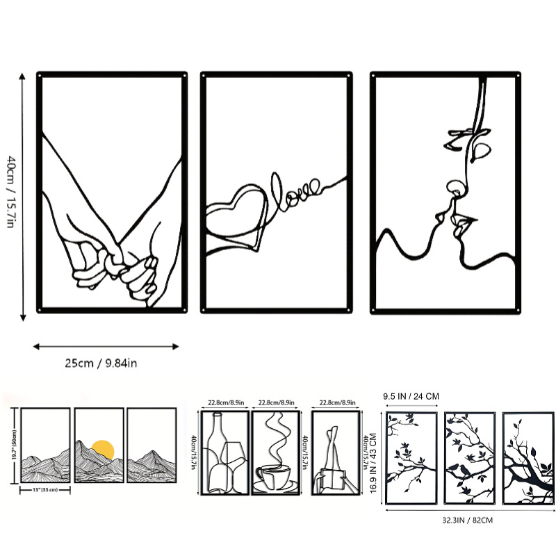 热销爆款金属墙面艺术装饰铁画创意室内墙壁挂饰铁艺现代简约剪影