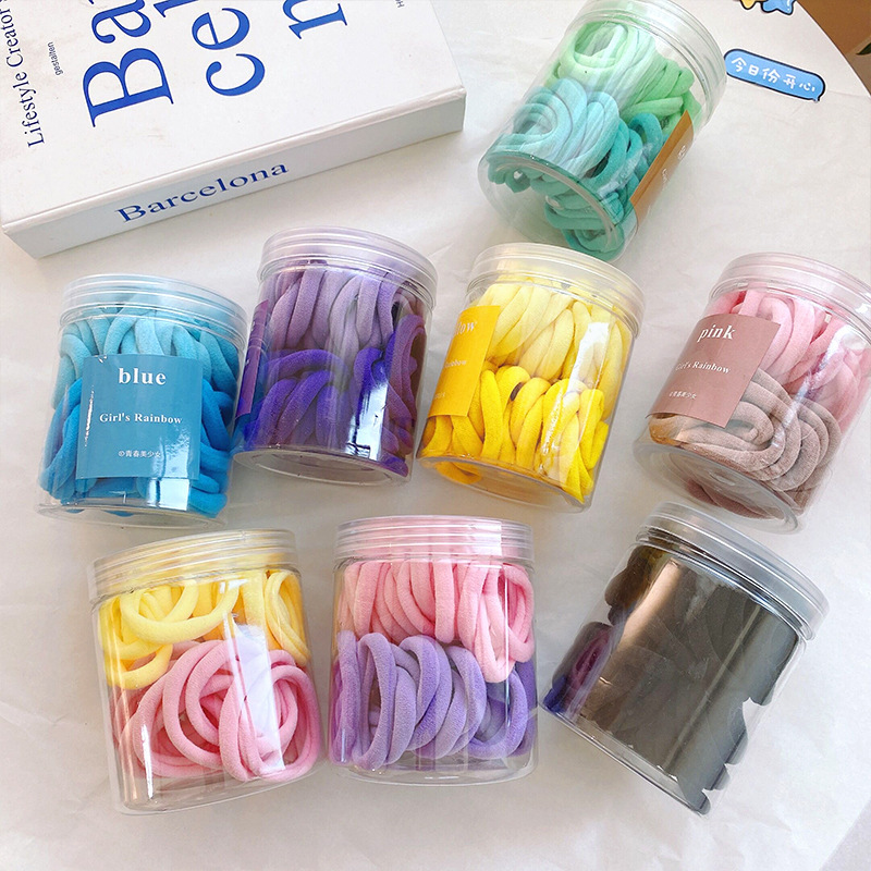 50 canned candy-colored seamless towel bands, high-elasticity and durable hair ties, and colorful hair ties for girls Application Scenario