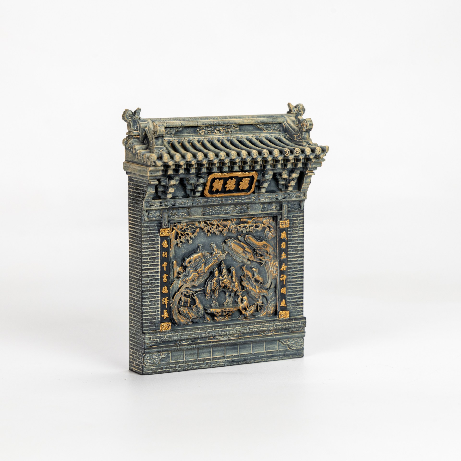 Qiao Family Courtyard's "Fu" character wall refrigerator is decorated with brick carvings of "Fu" characters, symbolizing the welcome of good fortune and auspiciousness. In stock and available for one-piece delivery details Picture