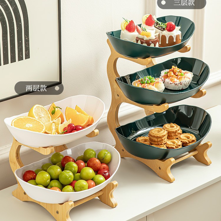 Simple multi-layered home living room fruit plate, candy and fruit plate, three-layer, double-layer plastic rack fruit plate Item Picture