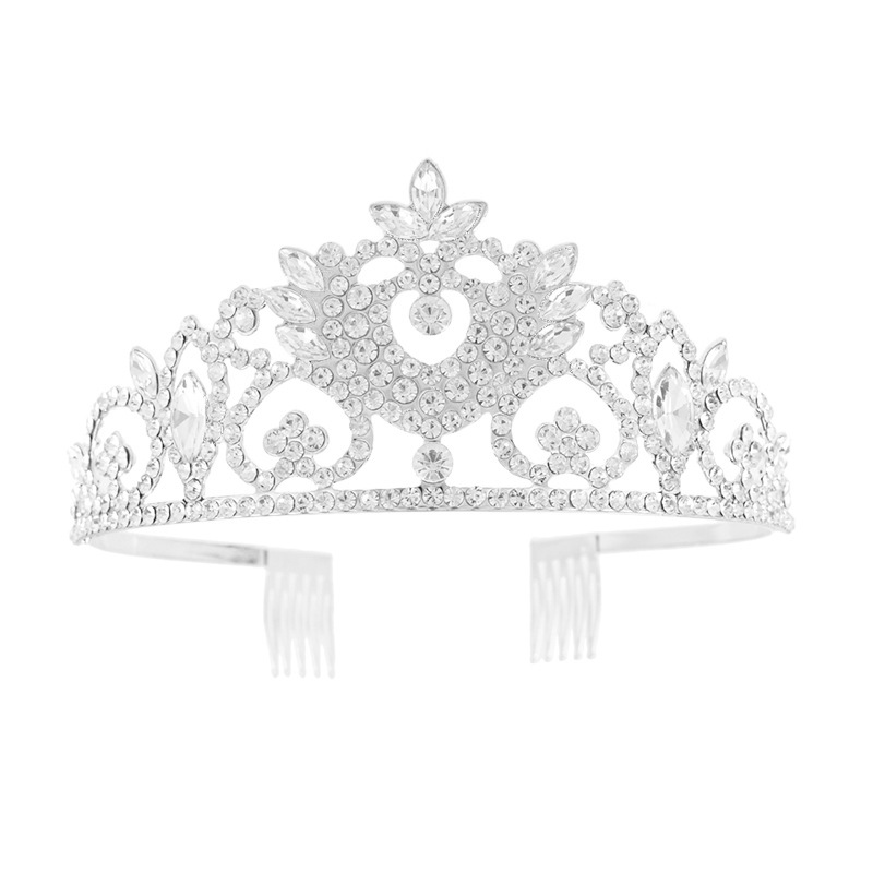 Cross-border European and American new luxurious and elegant crown, wearing a rhineston crown for women's wedding banquets and parties, versatile and fashionable diamond-encrusted crown hair accessory details Picture
