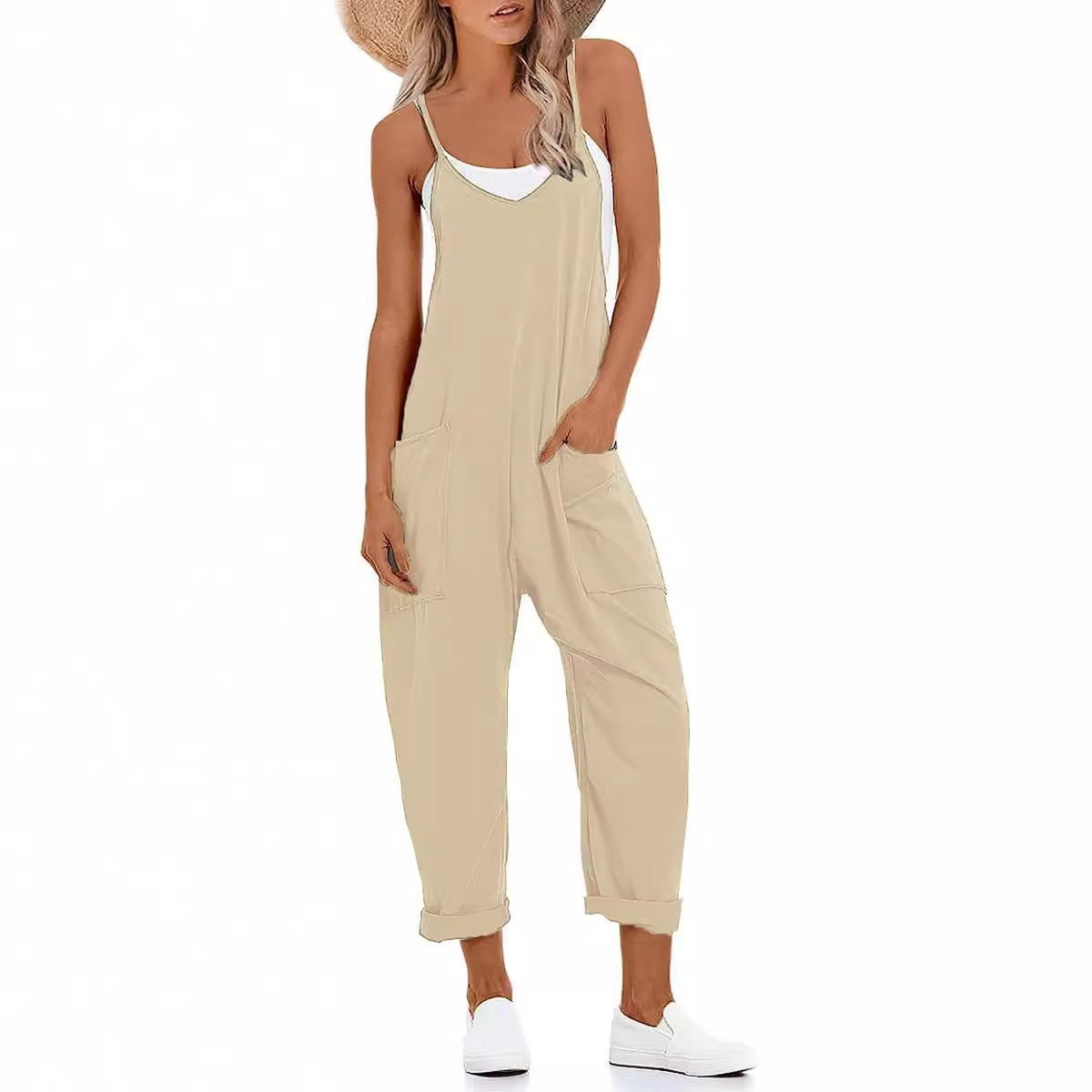 Amazon's best-selling jumpsuits for Summer 2023: Large pocket overalls and loose jumpsuits for women in Europe and America, cross-border Specification drawing