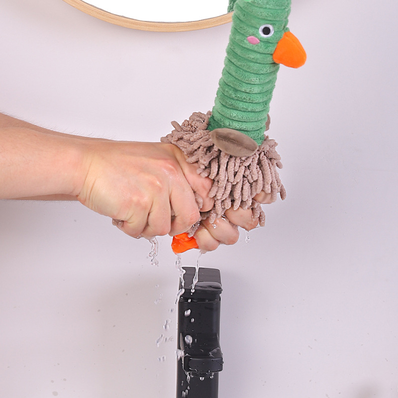 Dibujos animados pato chenille limpiar manos bondadoso multifuncional creativo animal absorbente limpiar manos toalla peluche juguetes al por mayor Specification image