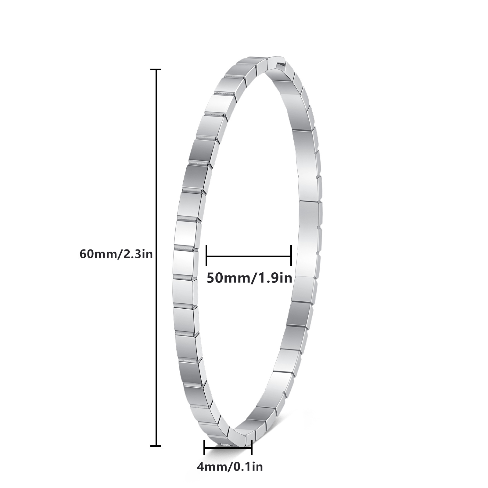 Wholesale of 4MM square, round, personalized and simple stainless steel and titanium 304 bracelets that are the same style as those of European and American Instagram influencers Item Picture