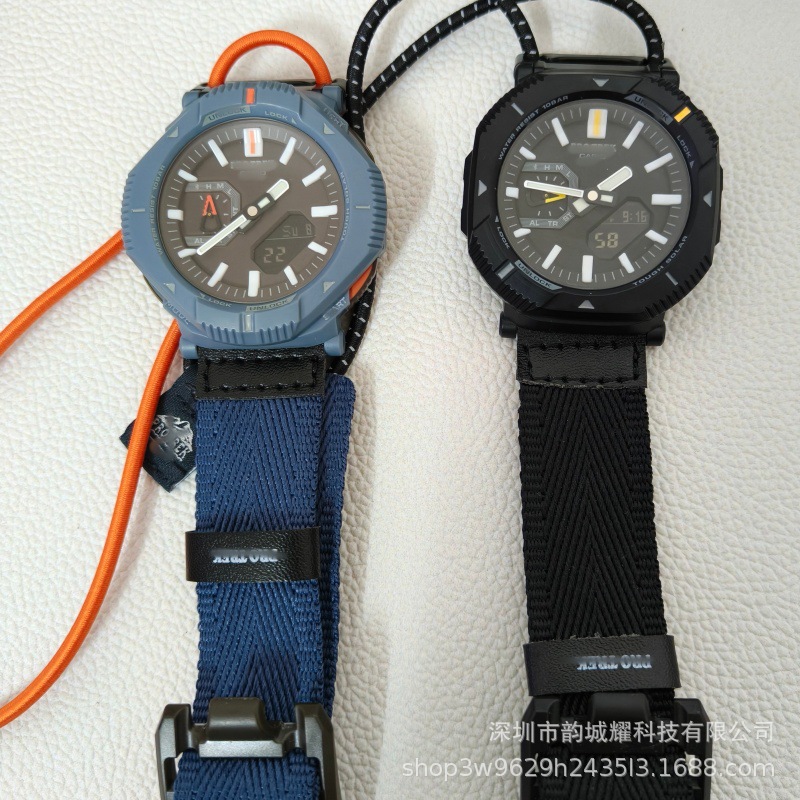 Casillas co-branded mountaineering watch PRJ Men's canvas Double display outdoor LED luminous rotating bezel B001B Specification image