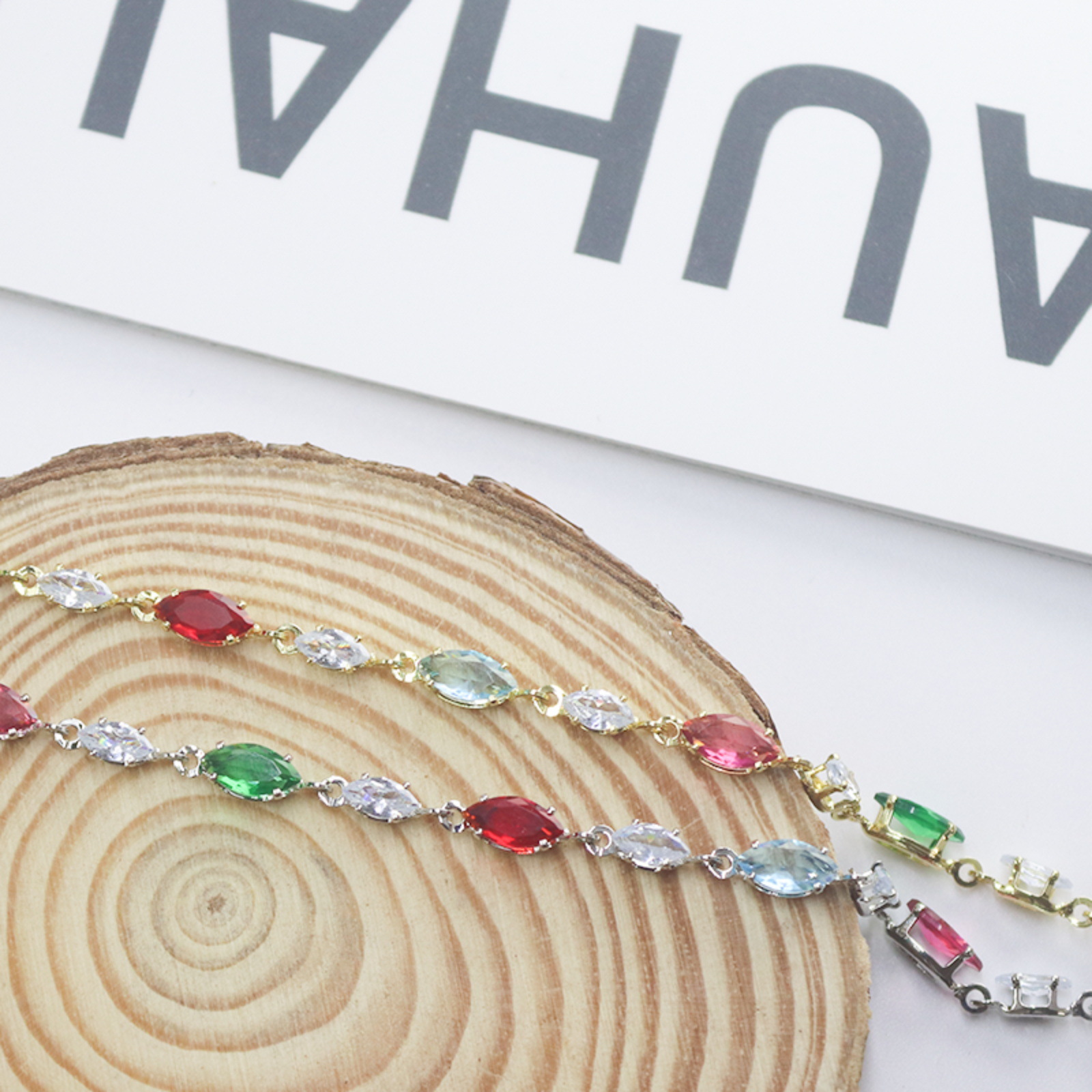 欧美热销锆石手链多彩水滴锆石手链外贸锆石手链义乌小饰品批发