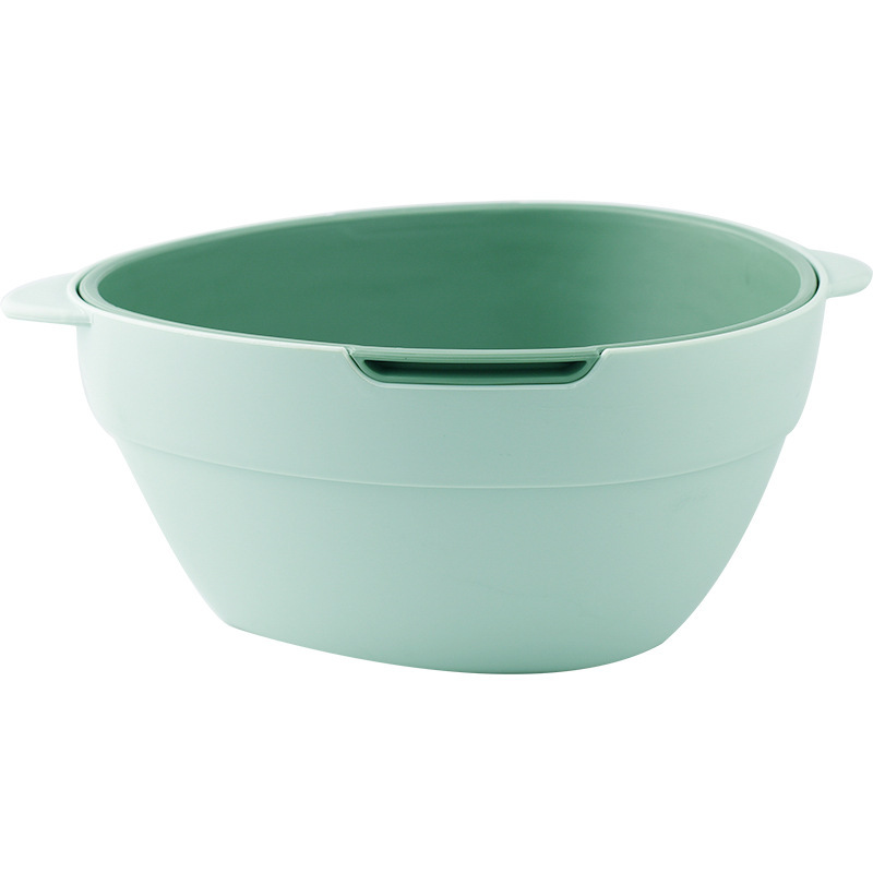 家用沥水篮厨房多用双层洗菜篮水果篮创意双色滤水篮零食收纳篮白底实物图