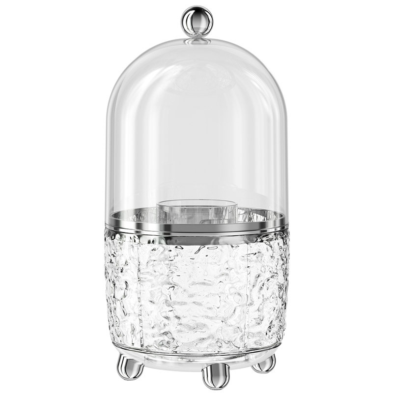 Rotating makeup brush storage bucket, light luxury transparent desktop, lipstick storage with lid, dust-proof eyebrow pencil cosmetics storage box Item Picture