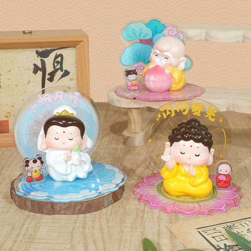 Tian Guan Brings Good Fortune, a new national trend blind box desktop decorative item. Zhong Kui, Buddha and God of Wealth in stock resin decorative items for the high school entrance examination Application Scenario