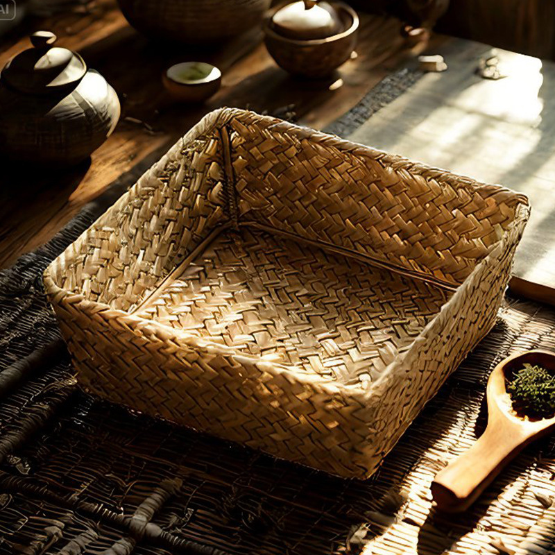 手工编织桌面收纳筐洗漱护肤化妆用品整理篮茶几遥控器钥匙收纳筐细节图