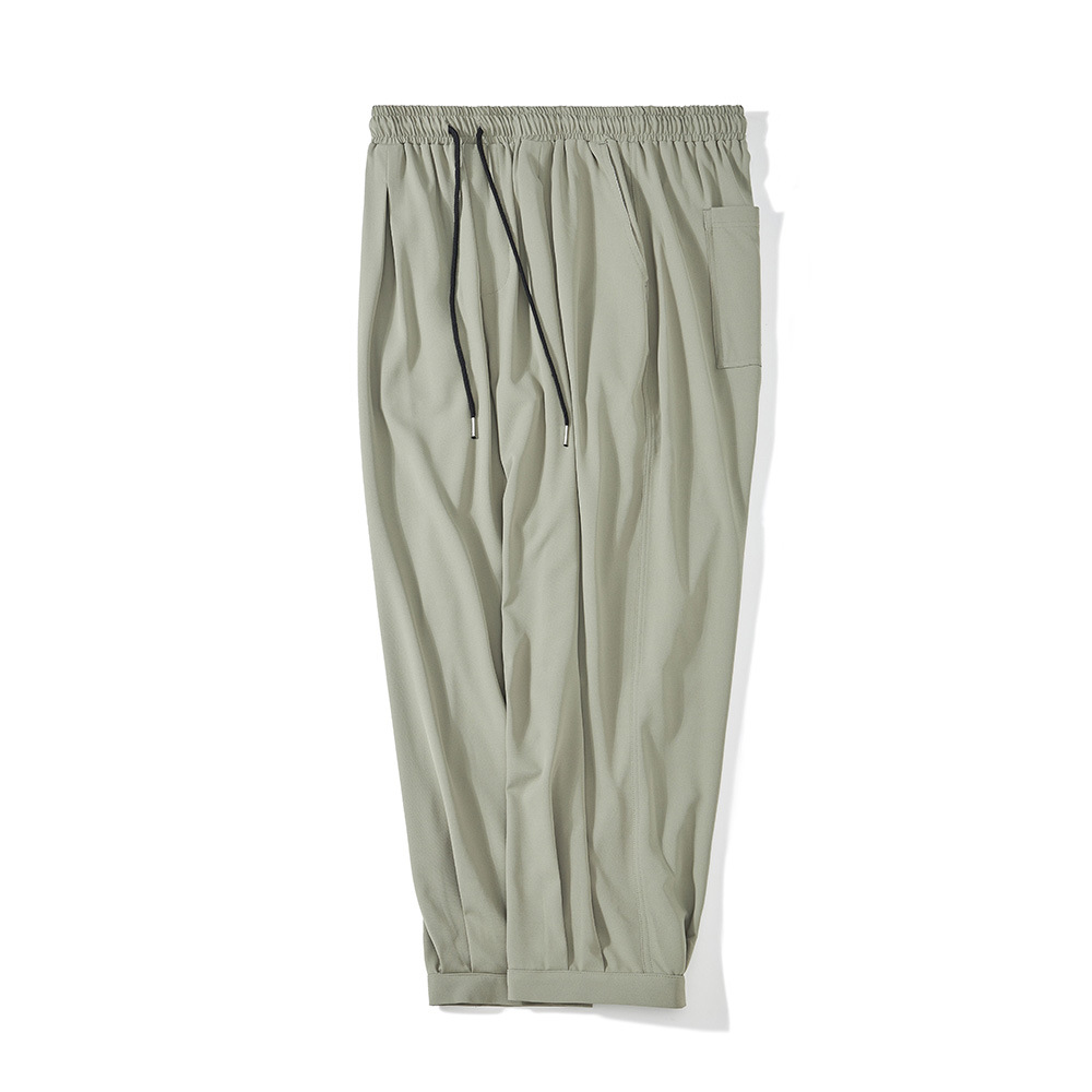 Summer thin ice silk casual pants for fat people to add weight and size, men's loose and tapered trendy and versatile Harem pants Item Picture