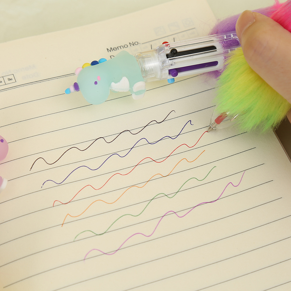 Cartoon cute dinosaur plush notebook pen, multi-color creative advertising gift pen, Korean version high appearance level ballpoint pen wholesale ballpoint pen Application Scenario