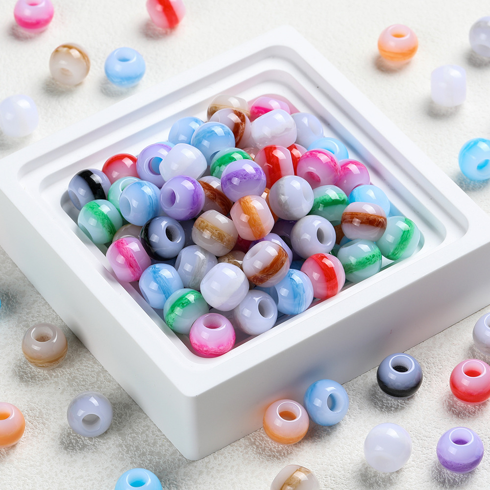 Large-aperture Chinese-style imitation jade ring resin round beads, loose beads, DIY jewelry, handcrafted bags, clothing accessories, and accessory beads details Picture