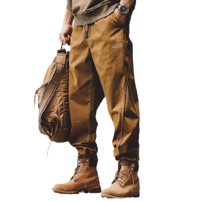 The new American trendy brand loose-fitting tight-fitting pants from Spring and Autumn are fashionable and cool men's solid color Harem pants Item Picture