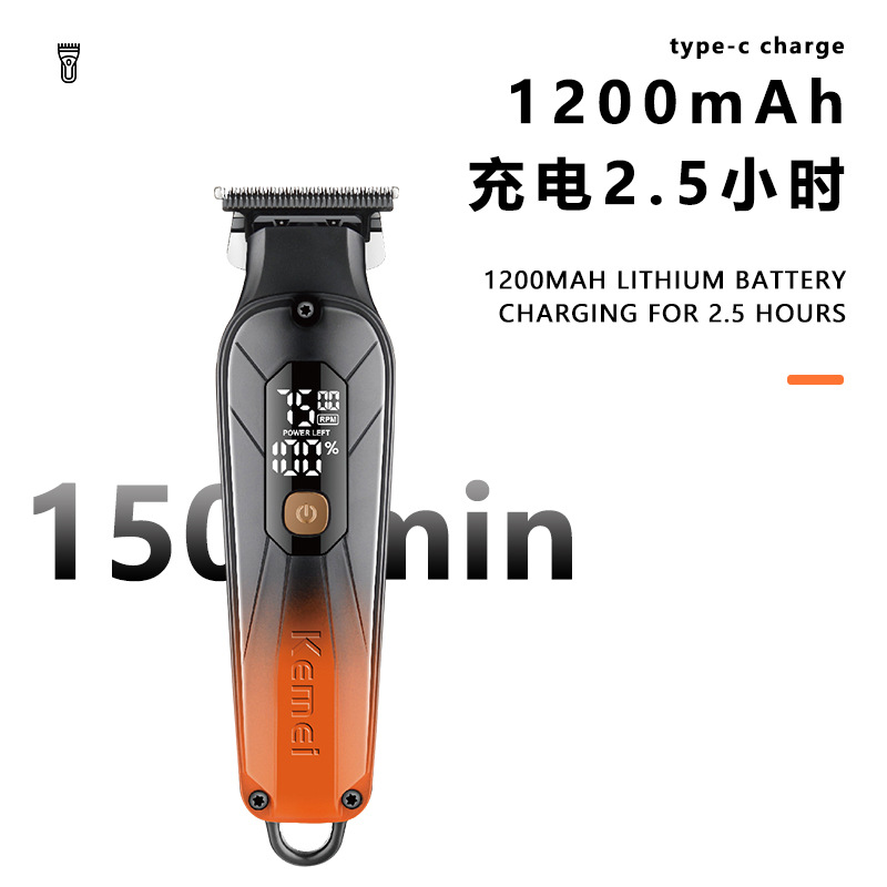 Cross-border professional Kemei electric clipper, intelligent LED digital display household hair clipper, electric long-lasting oil-head electric clipper details Picture