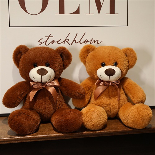 丝带泰迪熊公仔亚马逊领结熊毛绒玩具儿童布娃娃代发