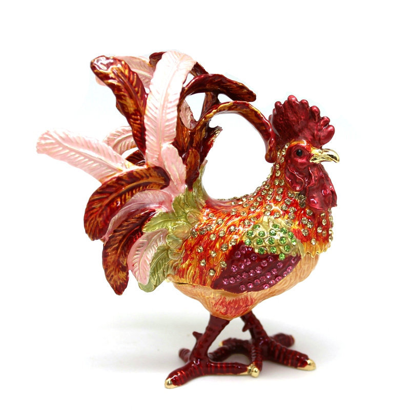 Cross-border supply enamel color zodiac rooster figurine, wealth-attracting feng shui decoration, creative home decoration box Application Scenario