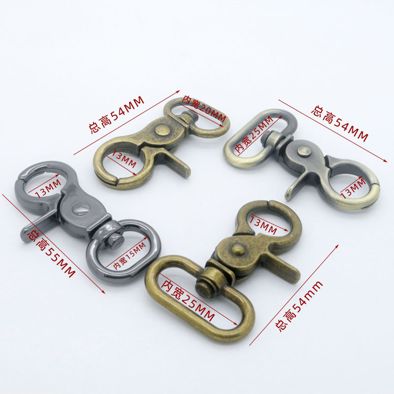 Luggage hardware rotating clamp buckle, bag shoulder strap hook, alloy crab buckle in stock and wholesale details Picture