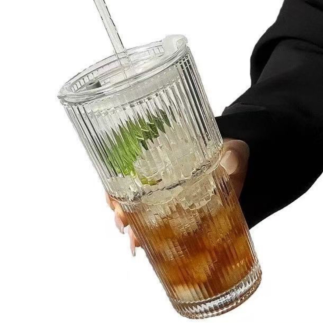 双层玻璃杯/玻璃水晶玻璃杯礼盒/蝴蝶结玻璃杯/茶杯/玻璃杯细节图