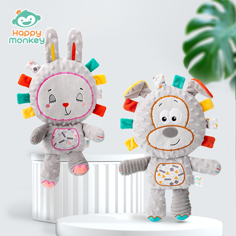 Happy monkey Baby Comfort Doll, infant sleep companion, newborn bubble Comfort towel, soft and fluffy