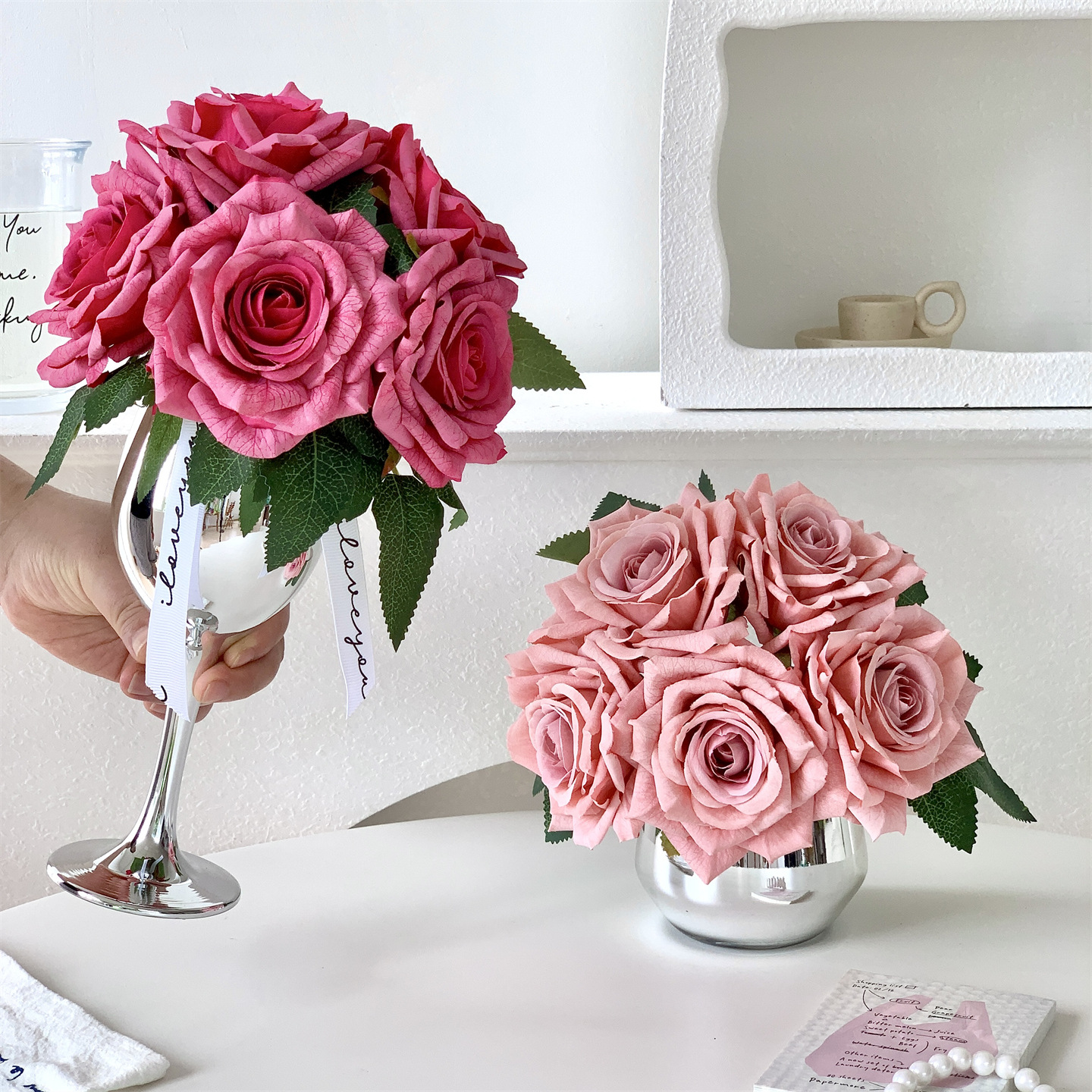 仿真花DIY发饰配件/仿真花/5朵塑膠花/假花/假花批发细节图