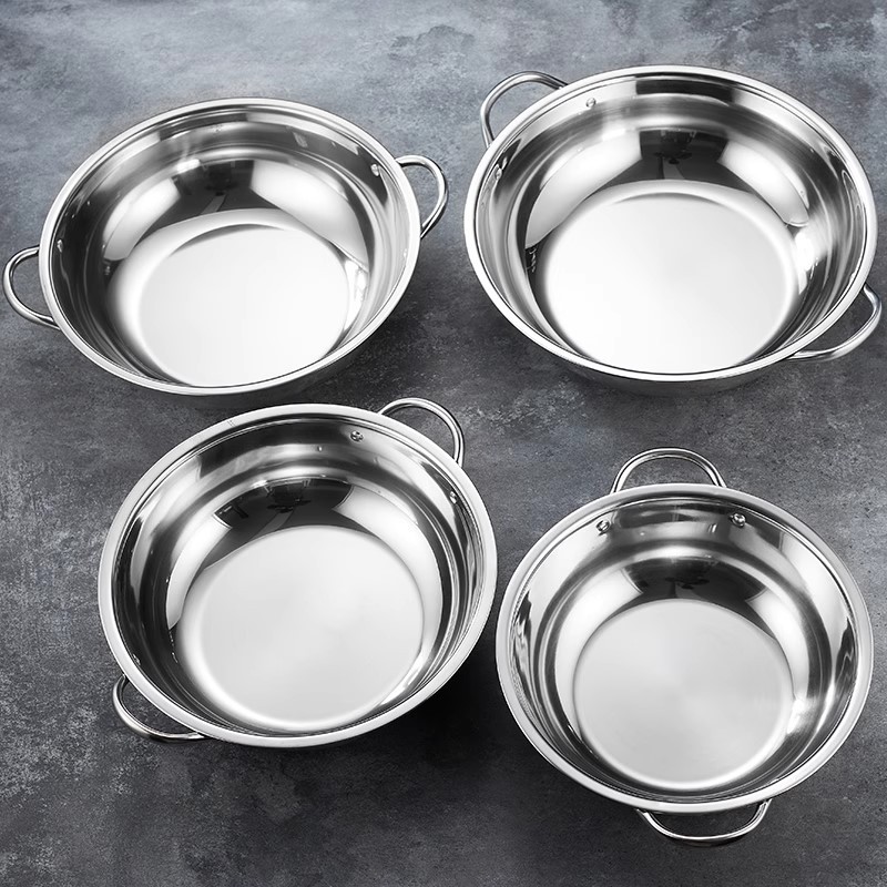 不锈钢商用小肥羊汤锅加厚家用电磁炉煮锅盆燃气灶双耳清汤小火锅产品图