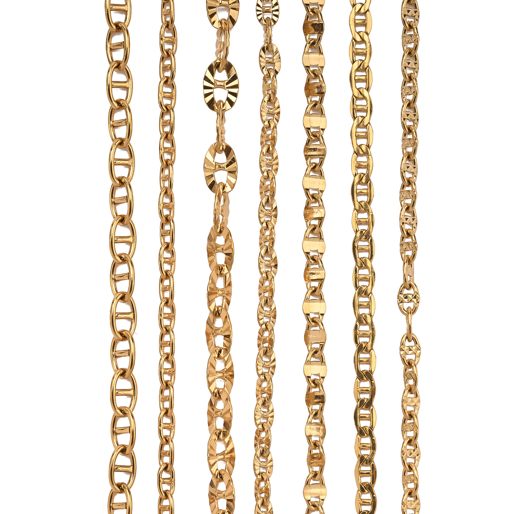 Pig nose chain PVD vacuum electroplated stainless steel Japanese character chain jewelry production and clothing accessory chain
