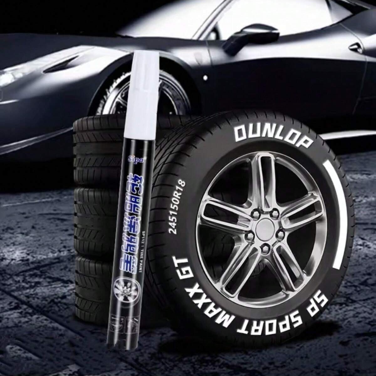 中柏授权SP112正品补漆油漆笔 油性汽车轮胎白色彩色涂鸦记号笔