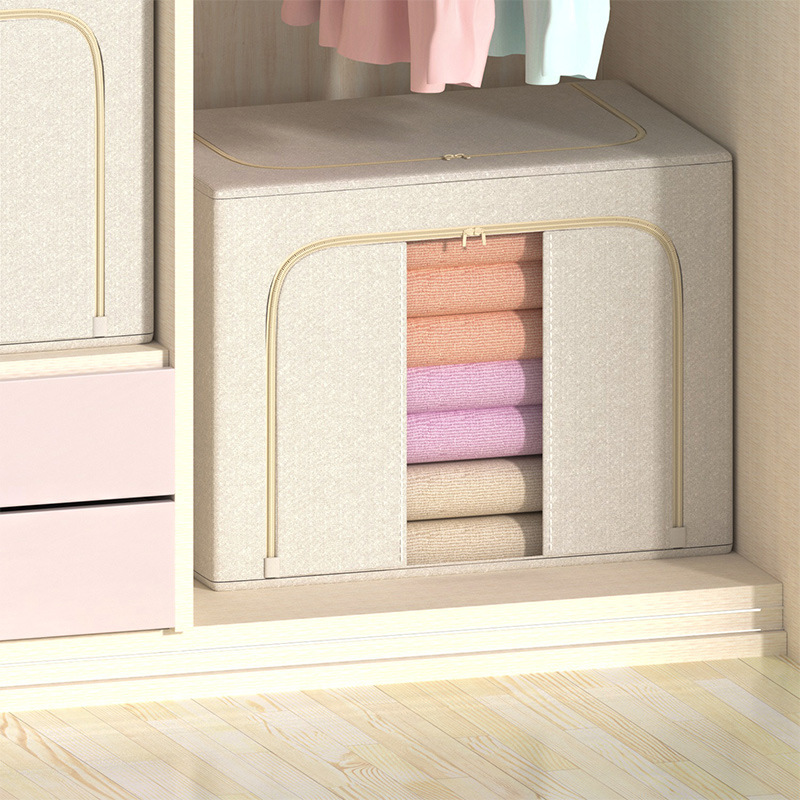 Bedroom storage box, Tianshan cotton and linen folding and transparent storage box, toys, sweaters, fabric clothes, wardrobe, and organizing box Application Scenario