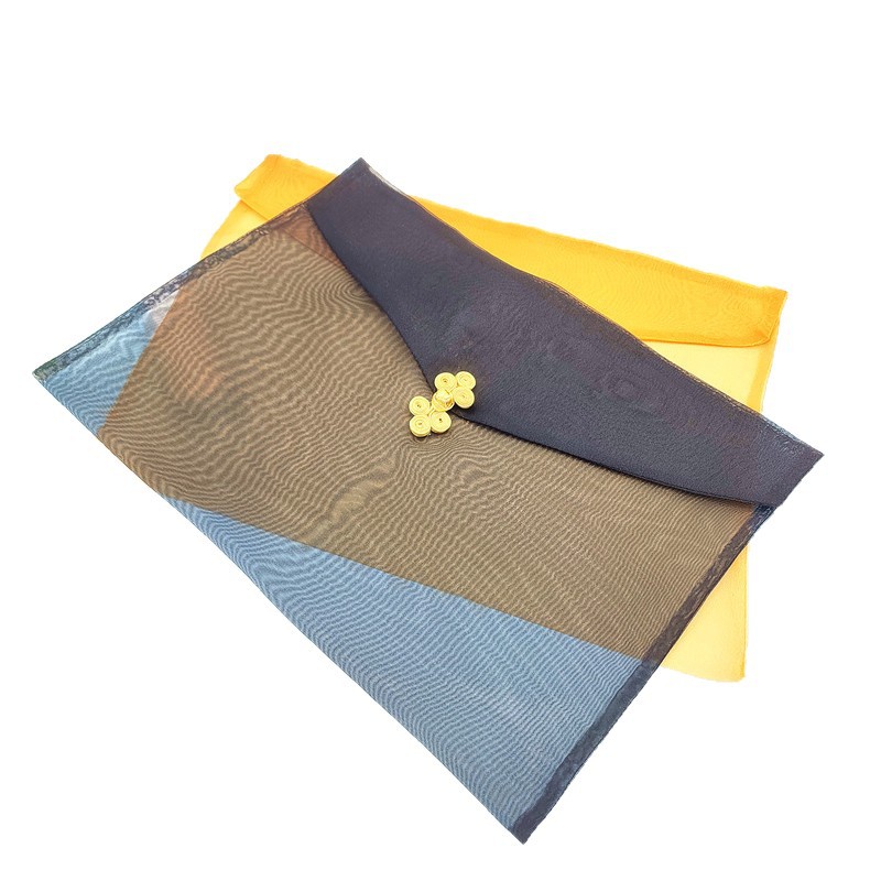 In-stock silk scarf button-up gauze bag, Chinese-style scarf flip cover, European-style gauze silk scarf bag, retro cheongsam and dress storage bag Item Picture