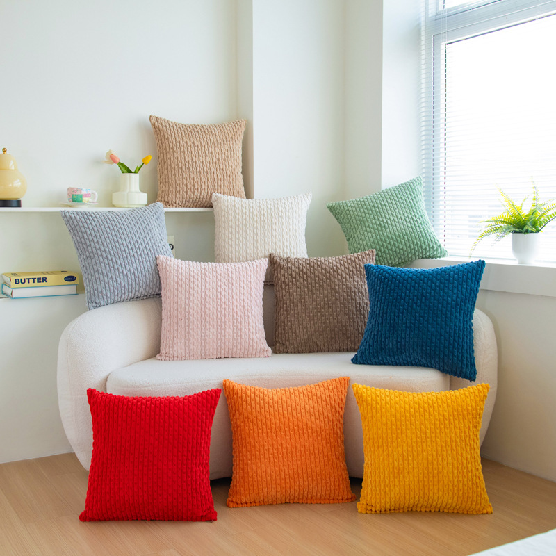 Cross-border corduroy pillowcase, Nordic solid color simple square cushion, home sofa decoration pillow cover available for order