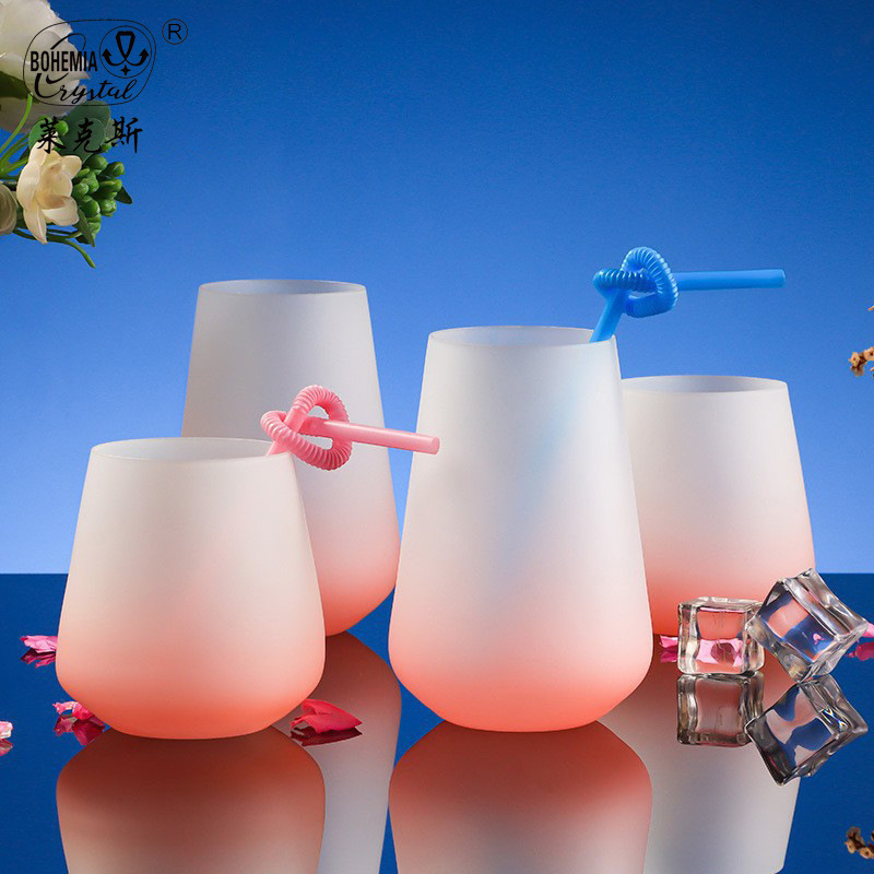 Czech Lexus InS-style gradient frosted crystal cup, simple household water cup, high appearance level crystal cup wholesale details Picture