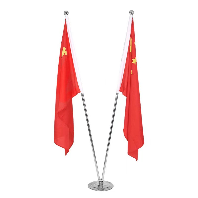 Indoor floor-standing flagpole, hall flag, 2-meter floor-standing stainless steel flagpole, flag base, office vertical telescopic flagpole Item Picture