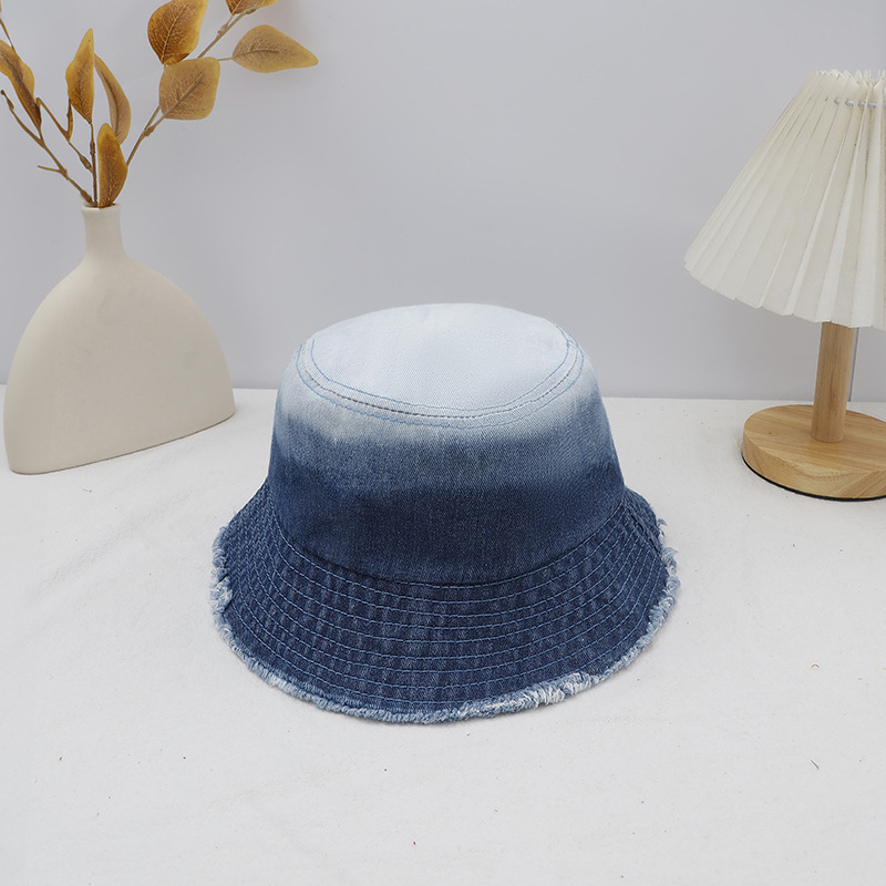 Korean washed denim fisherman hats for export, four-season solid color frilled basin hats, cross-border supply, women's sun hats details Picture